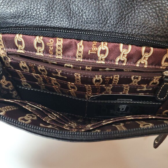 Tignanello Carson Black Leather Crossbody Bag With Multiple Pockets & Adjustable - Picture 6 of 12